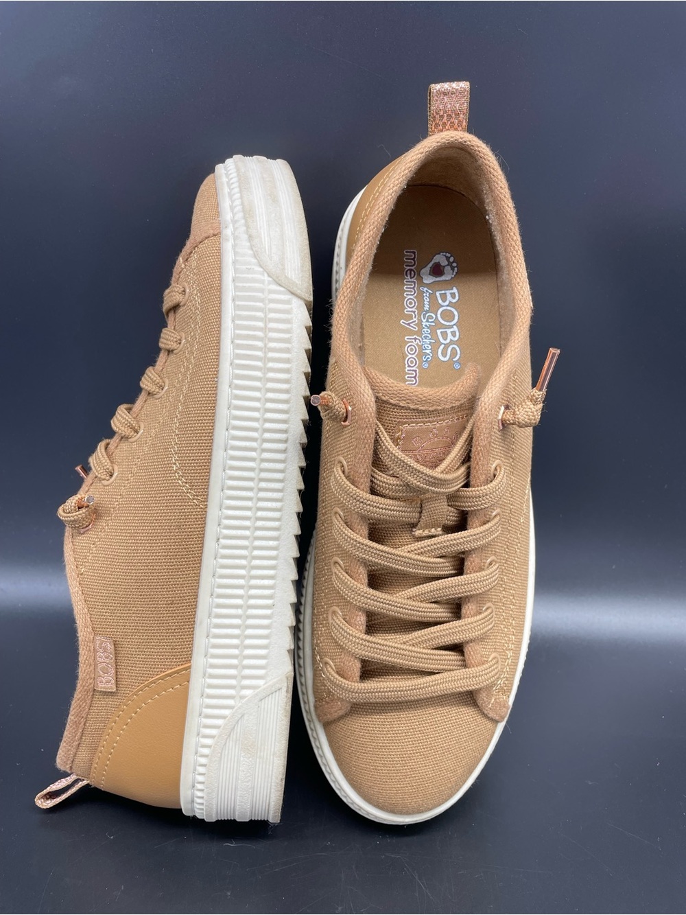 BOBS fromSkechers Memory Foam Women's Tan Copa Platform Sneakers